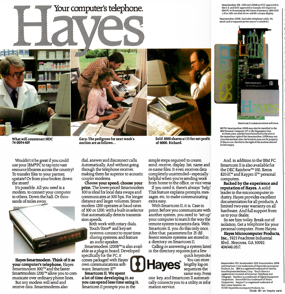 Anzeige Hayes Modem, 1984